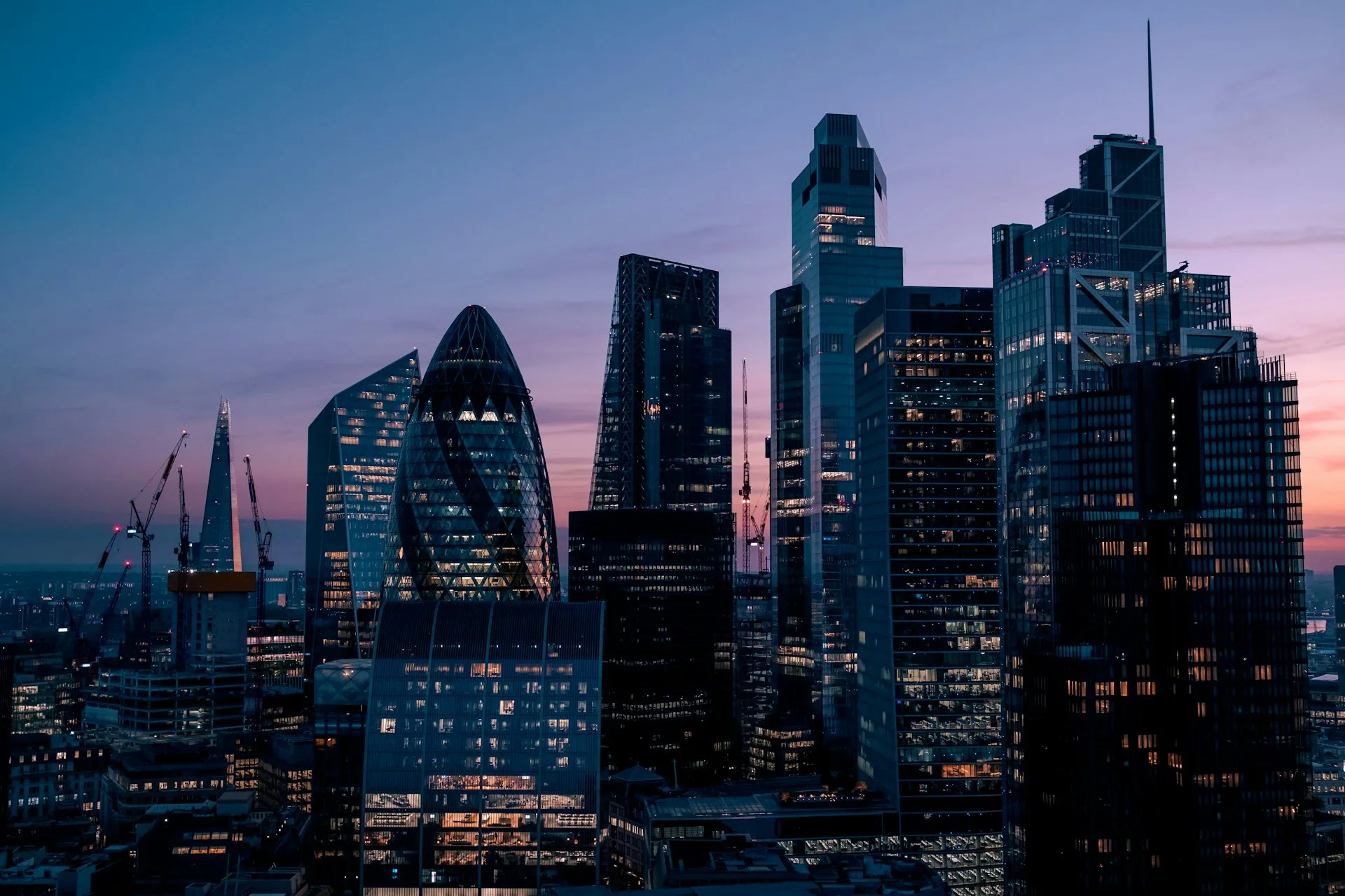 A calm, architectural executive setting at dusk
